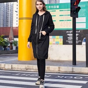 Women's Casual Zip u Long Tunic Sweatshirts Jackets Hoodie with pockets